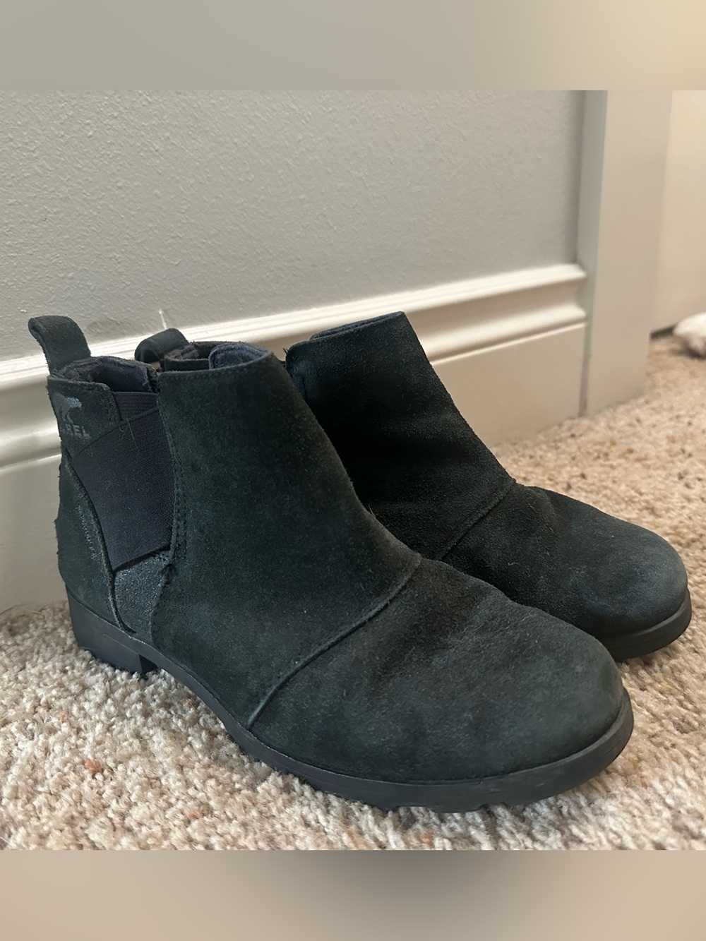 Sorel Black Suede Chelsea Ankle Booties
